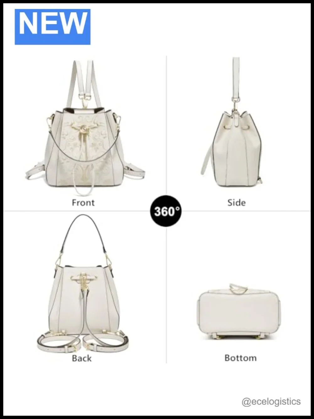 Women's Embroidery Leather Backpack Vintage Handbag Crossbody Satchel